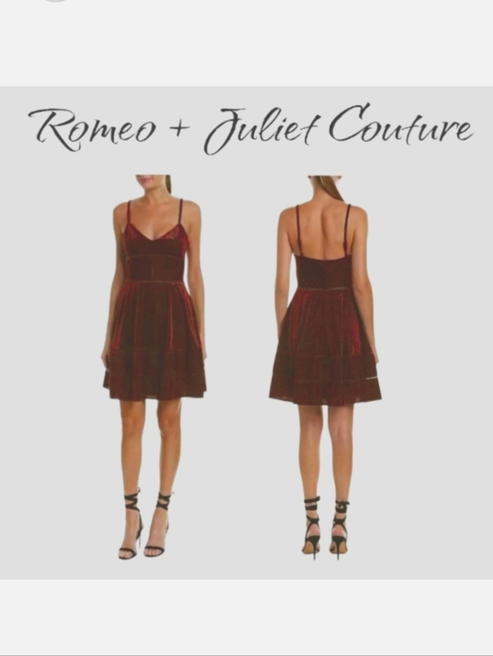 Romeo & Juliet Couture Skater Dress Burgundy Red Sparkle Spaghetti Strap M NWT
